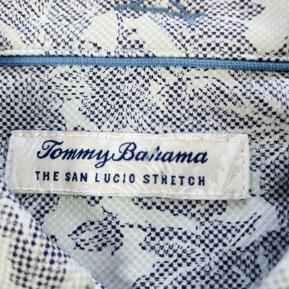 Tommy Bahama Shirt Mens Medium Gray Floral San Lucio Stretch Supima Island Zone - Picture 2 of 9